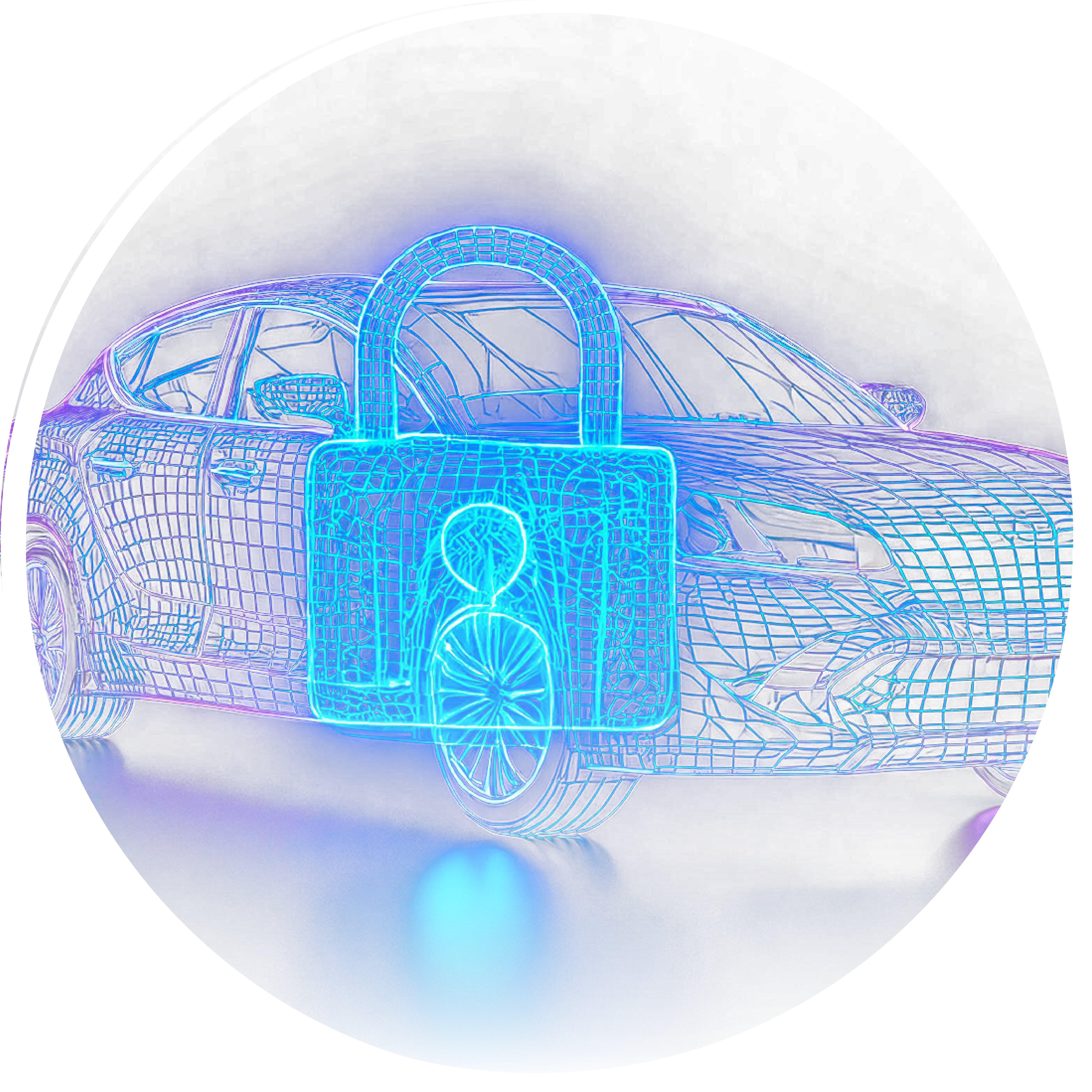 auto y candado neon